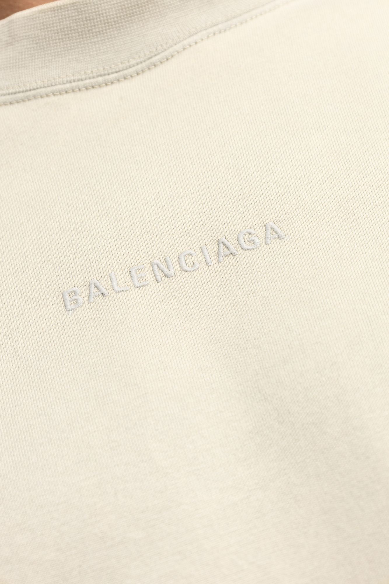 Cream T shirt with embroidered logo Balenciaga Vitkac Canada